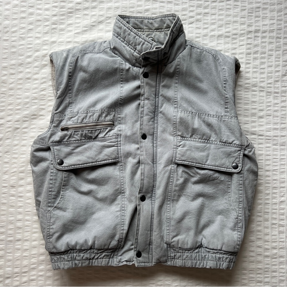 VTG 90s St. John's Bay Grey Puffer Vest, M